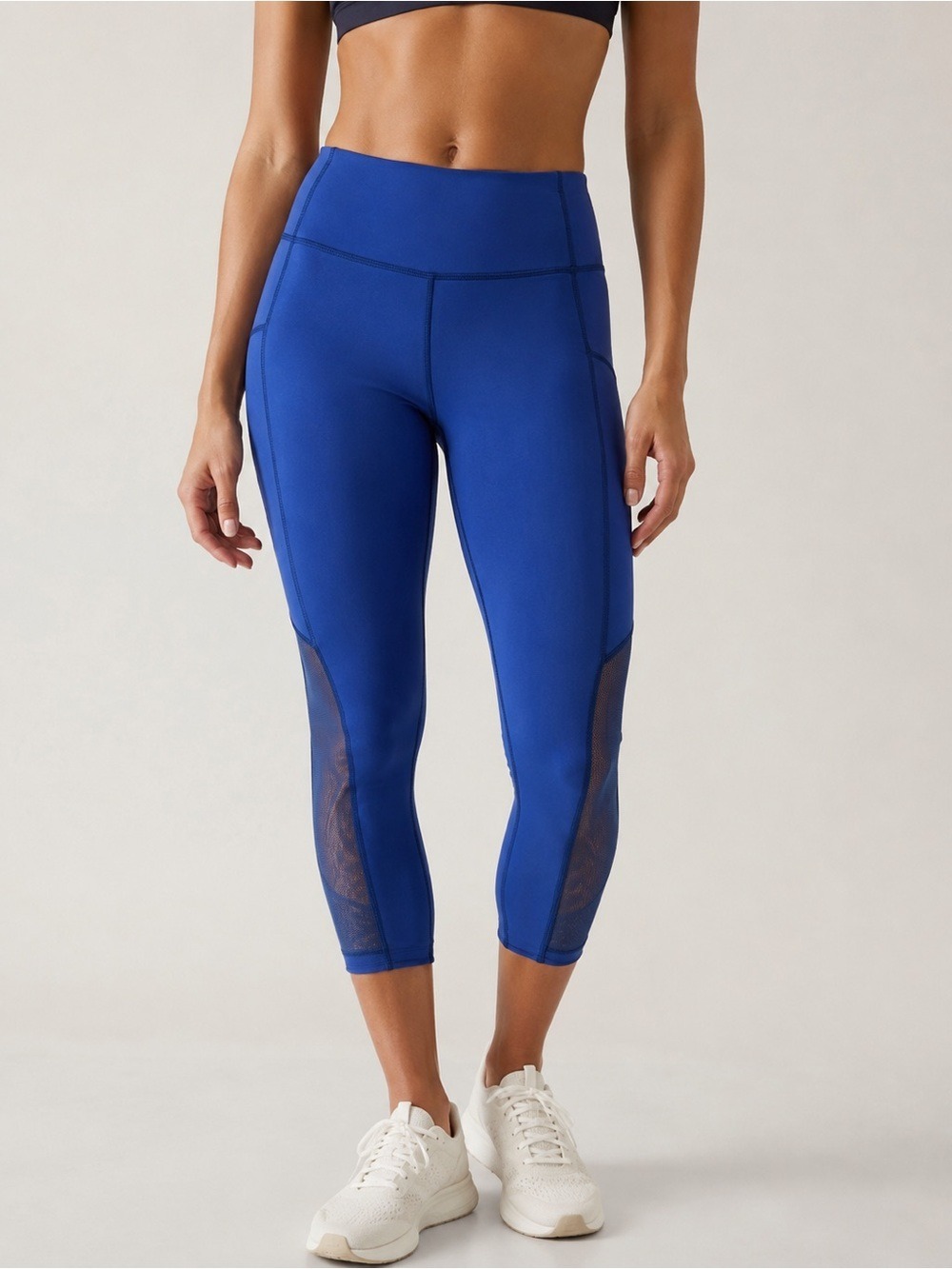 Lululemon Blue Mesh Panel Crop Leggings Size 8 Running Yoga Train